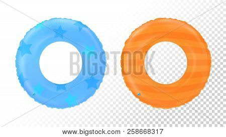 Swim Rings Set. Inflatable Rubber Toy. Lifebyou Colorful Vector Collection. Realistic Summertime Ill