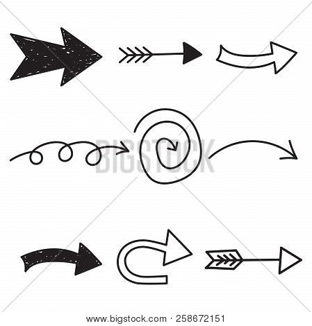 Arrows Icon Set. Hand Drawn Vector Illustration On White Backgro