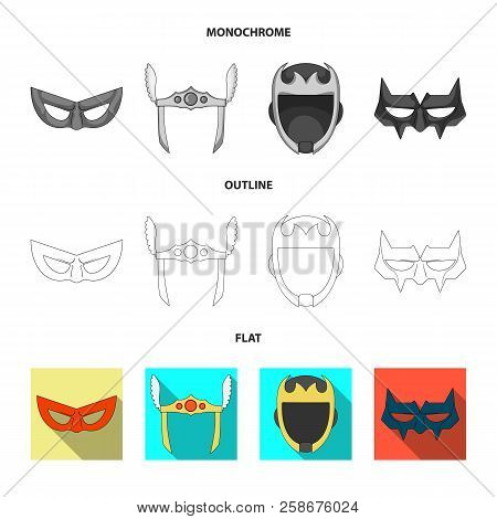 Vector Design Of Hero And Mask Icon. Set Of Hero And Superhero Vector Icon For Stock.