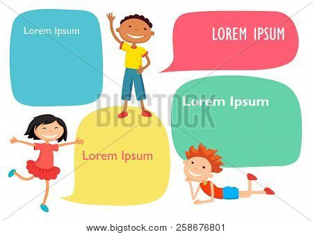 Vector Brochure Backgrounds With Cartoon Children. Infographic Template Design.