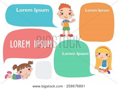 Vector Brochure Backgrounds With Cartoon Children. Infographic Template Design.