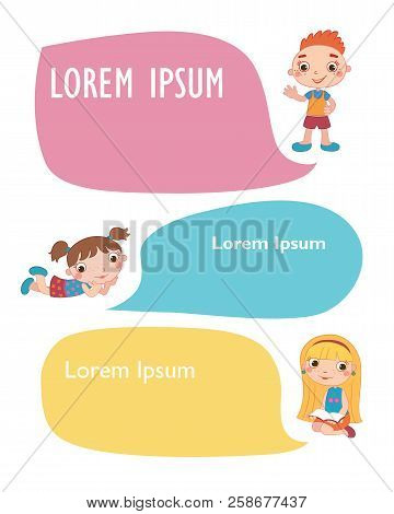 Vector Brochure Backgrounds With Cartoon Children. Infographic Template Design.