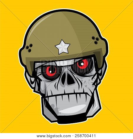 Zombie Head Vector Art Illustration - Soldier Zombie