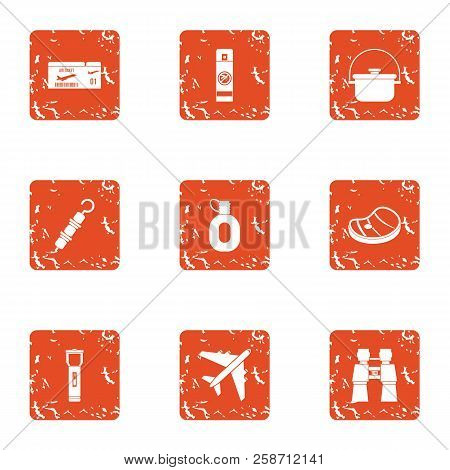 Furlough Icons Set. Grunge Set Of 9 Furlough Icons For Web Isolated On White Background