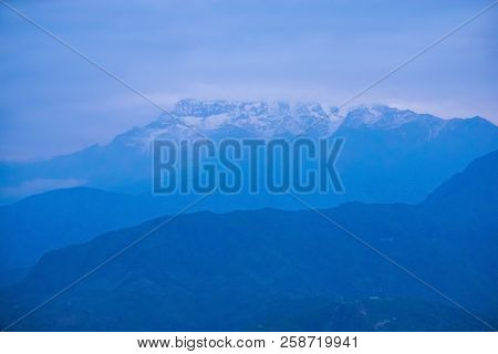 Begnas Tal, Nepal With The Annapurna Himalaya Visible In The Background At Sunset
