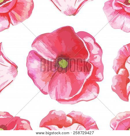Vector Illustration Of A Seamless Pattern Of Different Types Of Flowers Of Tulips