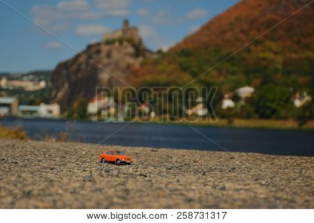 Usti Nad Labem, Czech Republic - September 08, 2018: Orange Model Of Legendary Czechoslovak Car Skod