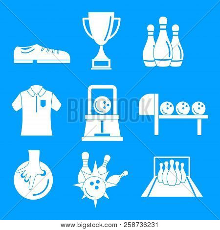 Bowling Kegling Game Icons Set. Simple Illustration Of 9 Bowling Kegling Game Vector Icons For Web