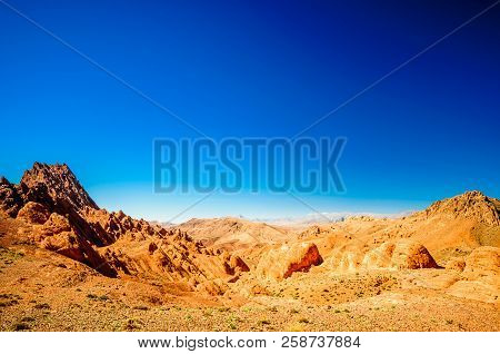 View On Spectecular Mountain Landscape Next To Gorges Du Dades In Morocco