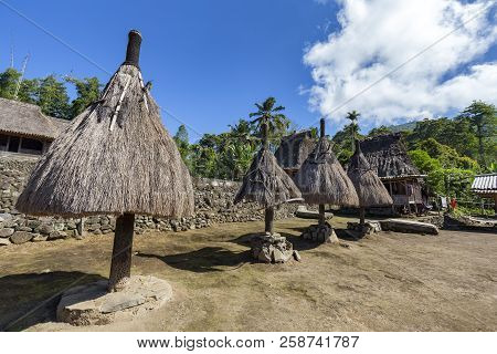 Ngadhu Poles Representing Male Ancestors Of The Luba Village Near Bajawa, Indonesia.