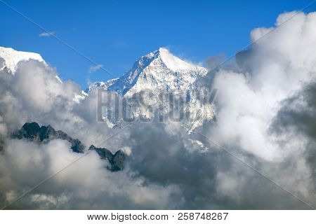 Mount Makalu With Clouds, Nepal Himalayas Mountains, Barun Valley