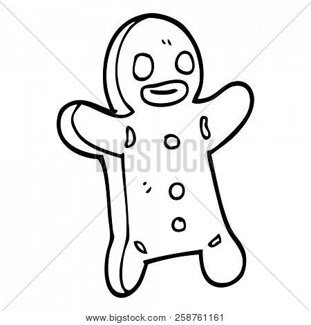 line drawing cartoon gingerbread man