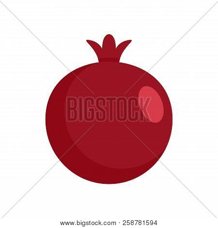 Red Fresh Eco Pomegranate Icon. Flat Illustration Of Red Fresh Eco Pomegranate Vector Icon For Web D