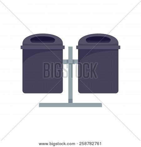 Double Trash Can Icon. Flat Illustration Of Double Trash Can Vector Icon For Web Design