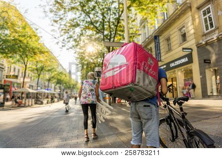 Vienna Austria September.17 2018, Foodora Is A Berlin-based Online Food Delivery Company With Intern