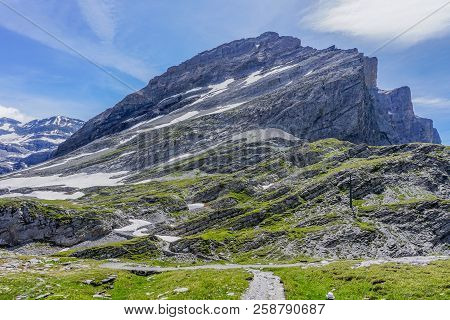 High Pass Mountain Route Through The Gemmi Pass, Switzerland, Europe