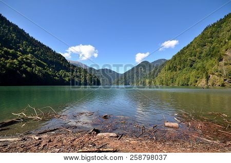 View Of The Mountain Lake Rizza, Abkhazia