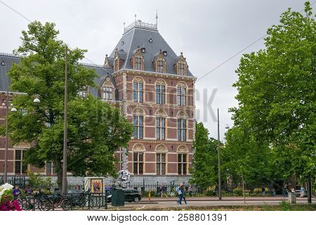 Amsterdam, Netherlands - June 25, 2017: Side View Of The Rijksmuseum Dutch National Museum Of Arts A