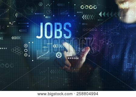 Jobs With Young Man Touching Screen At Night