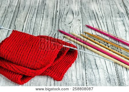 Threads For Knitting Close-up. Knitting As A Hobby. Accessories For Knitting.