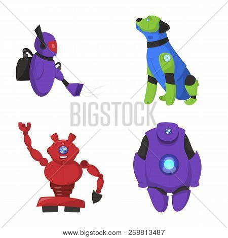 Vector Design Of Robot And Factory Sign. Set Of Robot And Space Stock Vector Illustration.