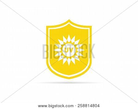 Uv Protection Icon, Anti Ultraviolet Radiation With Sun And Shield Logo Symbol. Vector Illustration.