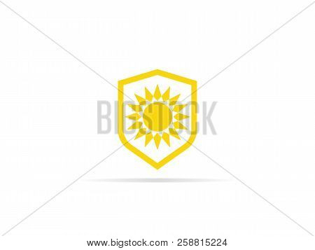 Uv Protection Icon, Anti Ultraviolet Radiation With Sun And Shield Logo Symbol. Vector Illustration.