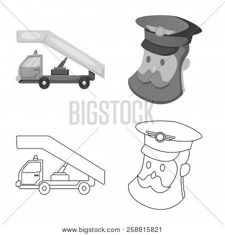 Vector Design Of Airport And Airplane Icon. Collection Of Airport And Plane Vector Icon For Stock.