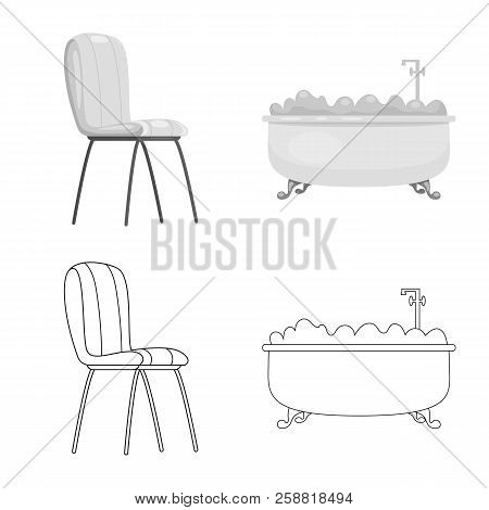 Vector Illustration Of Furniture And Apartment Sign. Collection Of Furniture And Home Stock Vector I