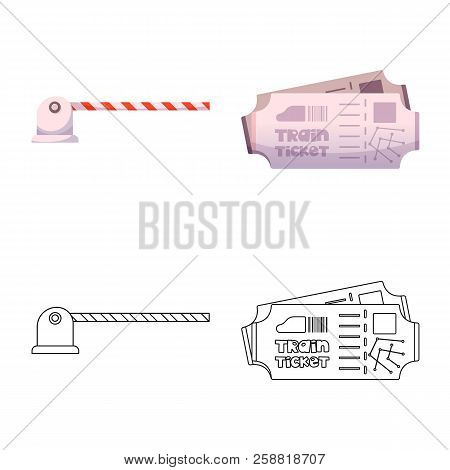 Isolated Object Of Train And Station Logo. Set Of Train And Ticket Vector Icon For Stock.
