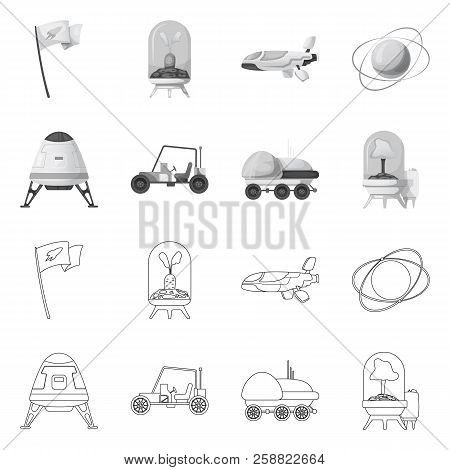 Vector Design Of Mars And Space Sign. Set Of Mars And Planet Vector Icon For Stock.