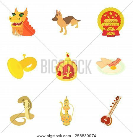 Intergovernmental Icons Set. Cartoon Set Of 9 Intergovernmental Icons For Web Isolated On White Back