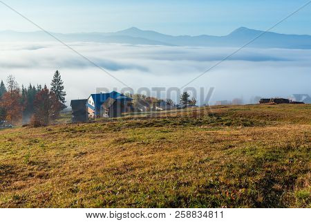 Morning Fog On The Slopes Of The Carpathian Mountains (yablunytsia Village, Ivano-frankivsk Oblast, 