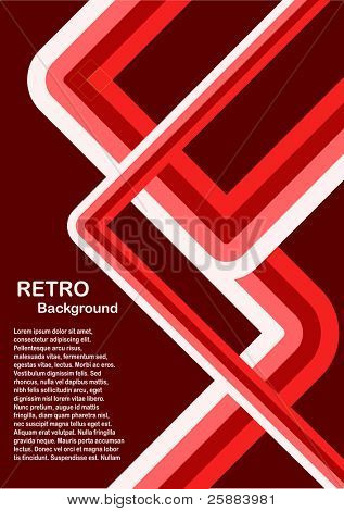 Un'illustrazione retrò sfondo vettoriale astratto nei toni del rosso con camera per copia