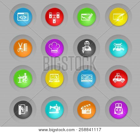 Courses Colored Plastic Round Buttonsweb Icons For User Interface Design