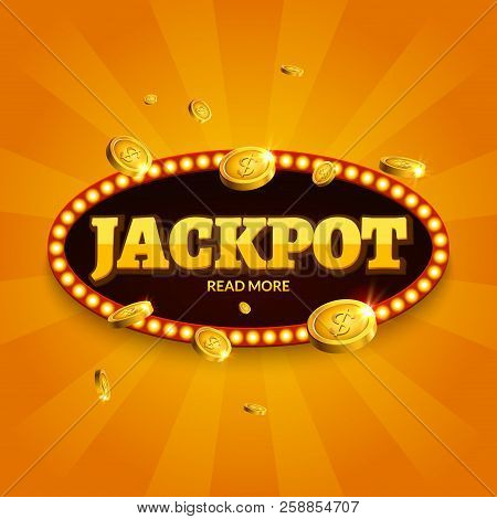 Jackpot Gambling Retro Banner Decoration. Business Jackpot Decoration. Winner Sign Lucky Symbol Temp
