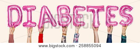 Hands showing diabates balloons word