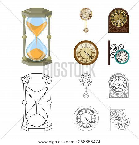 Vector Illustration Of Clock And Time Logo. Collection Of Clock And Circle Vector Icon For Stock.