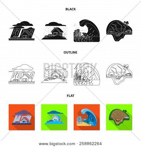Vector Design Of Natural And Disaster Symbol. Collection Of Natural And Risk Stock Vector Illustrati