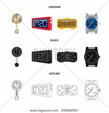 Vector Design Of Clock And Time Icon. Collection Of Clock And Circle Stock Vector Illustration.