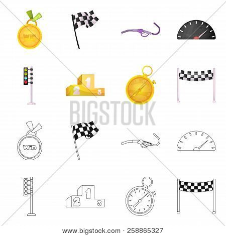 Isolated Object Of Car And Rally Icon. Collection Of Car And Race Vector Icon For Stock.