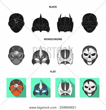 Vector Design Of Hero And Mask Icon. Set Of Hero And Superhero Vector Icon For Stock.