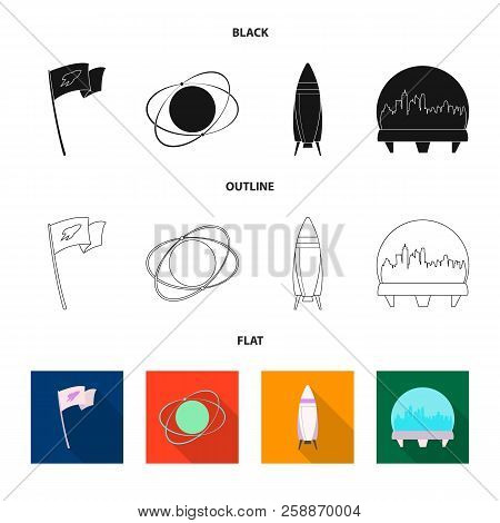 Vector Design Of Mars And Space Icon. Collection Of Mars And Planet Stock Symbol For Web.