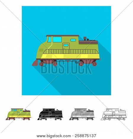 Vector Design Of Train And Station Symbol. Set Of Train And Ticket Stock Symbol For Web.