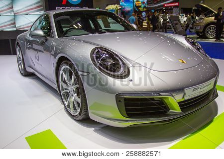 Bangkok - August  22, 2018: Car Show Porsche Panamera 4s  At Auto Shows And Other Exhibitions (big M