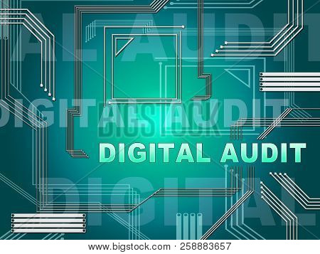 Digital Audit Cyber Network Examination 2D Illustration