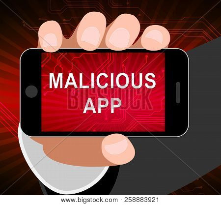 Malicious App Spyware Threat Warning 2D Illustration