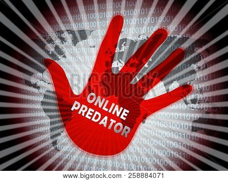 Online Predator Stalking Against Unknown Victim 2D Illustration