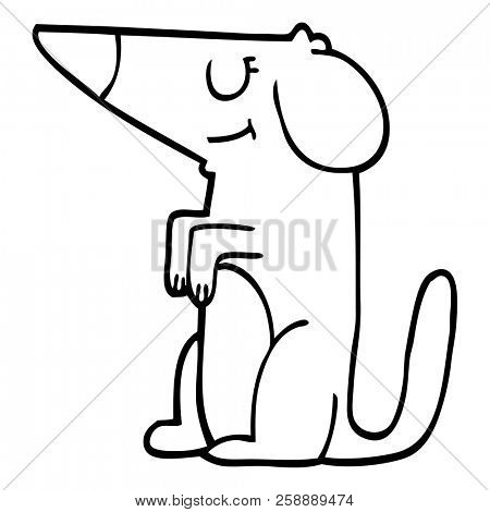 line drawing cartoon well behaved dog