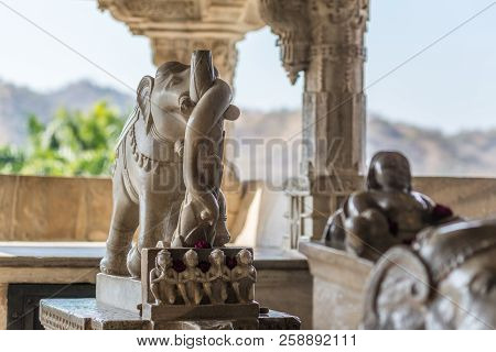 Ranakpur, India - February 2, 2017: Interior Of The Majestic Jainist Temple At Ranakpur, Rajasthan,